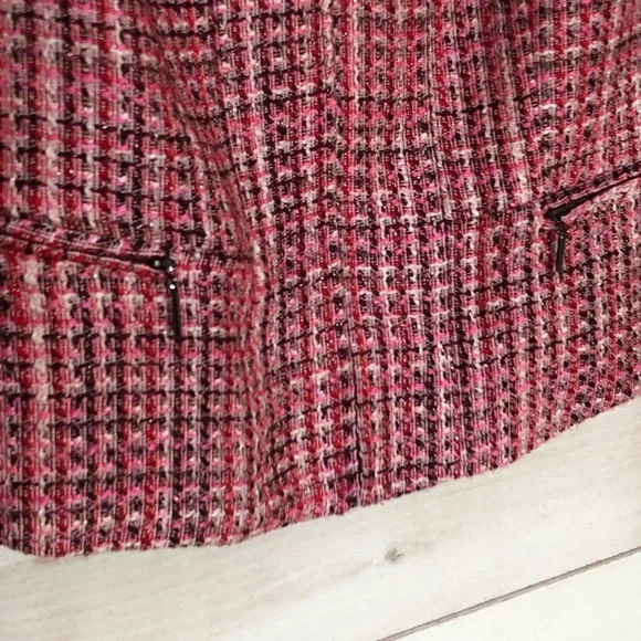 White House Black Market Tweed Moto Blazer Jacket • Pink / Reds • Sz 6 • EUC - Picture 8 of 13
